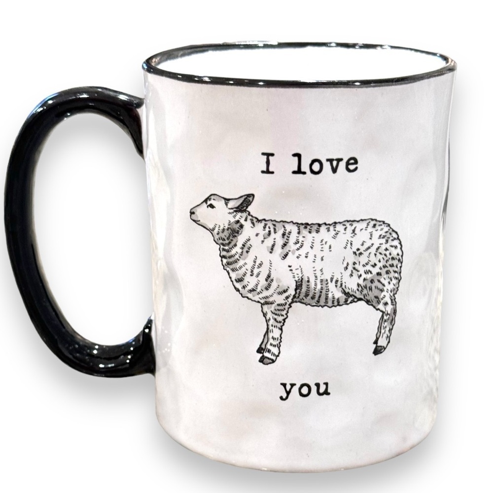 Belle Maison Farmhouse Black/White  “I Love You” Sheep (Ewe) Mug